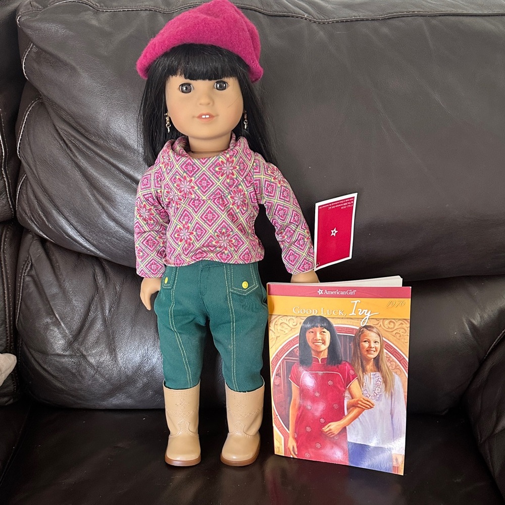 American Girl Doll with Pink Top and Green Pants